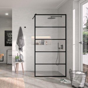 Mampara fija de ducha negra...