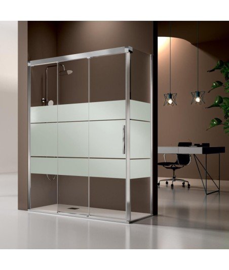 Mampara de ducha plata corredera más lateral fijo ➡️ modelo Fenix FE103