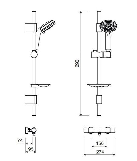 Grifo termostático de ducha Seattle Lluvibath |TT00E 12