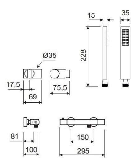 Grifo termostático oro cepillado Seattle Lluvibath | YN31F 36