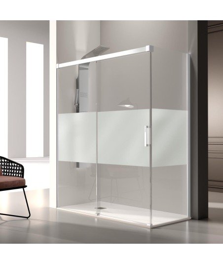 Mampara blanca rectangular con lateral fijo ® Glasé Kassandra GS103