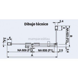 Mampara rectangular puerta abatible bisagras nardi