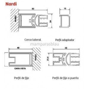 Mampara rectangular puerta abatible bisagras nardi