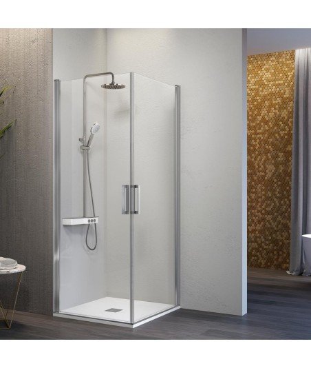 Mampara de ducha angular abatible nardi NA506 plata