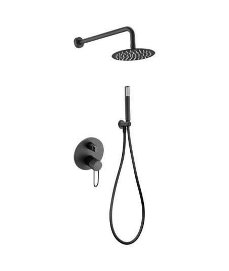 Ducha empotrada negro mate pared Milos IMEX