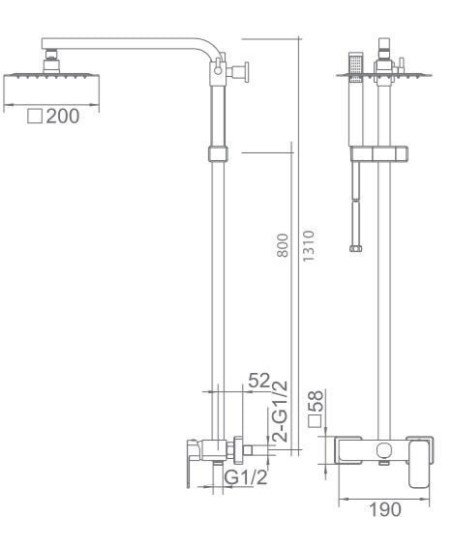 Columna de ducha Bremen IMEX - columna cuadrada