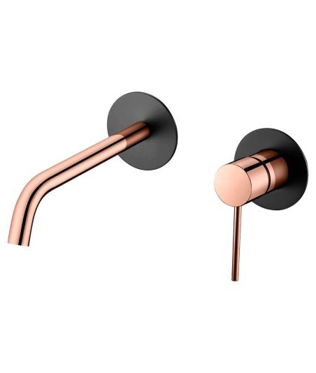 Grifo negro mate y oro rosa brillo empotrado de lavabo milos imex