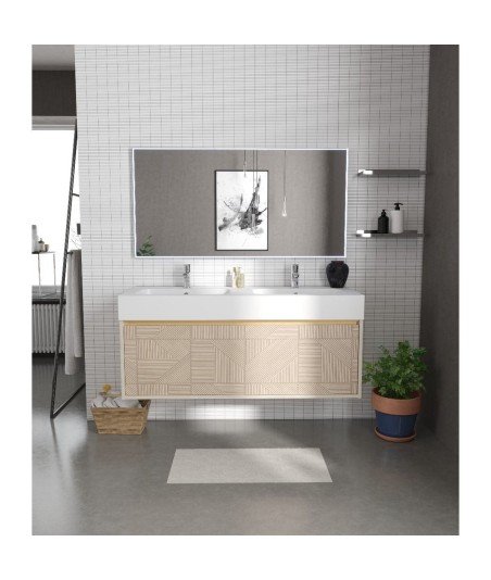 Mueble de baño en acabado oro cepillado | Con lavabo de resina