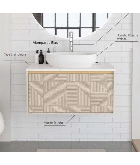 Mueble de baño en acabado oro cepillado | Con lavabo sobre encimera