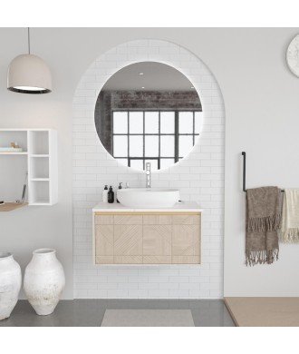 Mueble de baño en acabado oro cepillado | Con lavabo sobre encimera