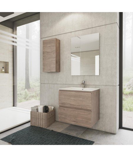 Mueble de baño color brun | 2 cajones suspendido ELE
