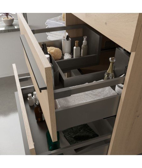 Mueble de baño color sand | 2 cajones con patas negras Nimes