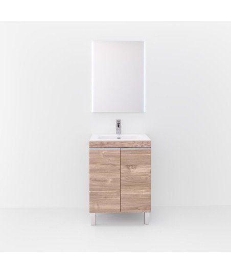 Mueble de baño 2 puertas color pardo | tirador y patas en cromo