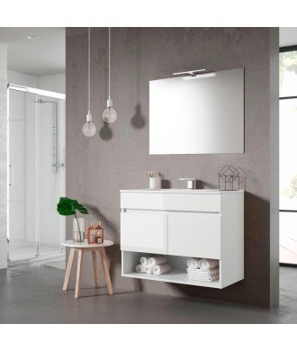 Mueble de baño blanco brillo | 2 cajones puertas oferta Lans