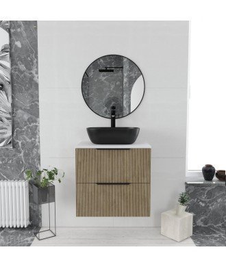 Mueble de baño lavabo negro y mueble oro | Modelo Ávalon