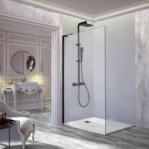 Mampara de ducha fija negra...