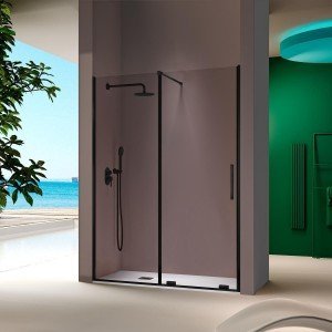 Mampara de ducha negra fijo...