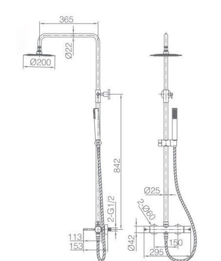 Columna de ducha Monza oro cepillado en oferta | BBDM039/OC
