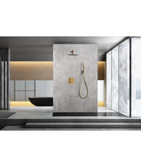 Ducha termostática oro cepillado empotrada Monza IMEX | GTM039/OC