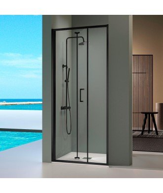 Mampara de baño negro mate plegable Prisma | Mamparas Blau