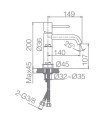 Grifo monomando de lavabo negro mate Monza IMEX | BDM039-1NG