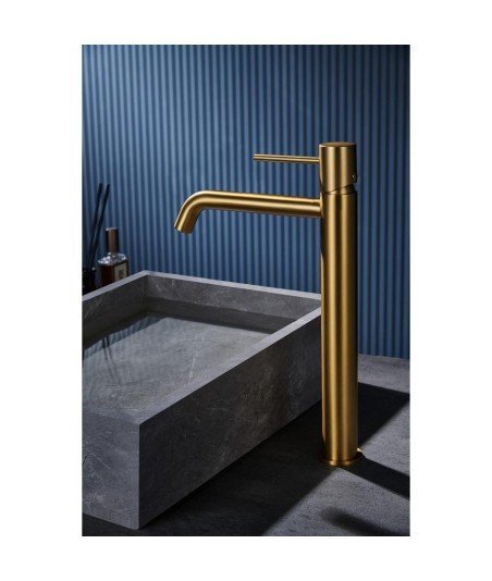 Grifo caño alto de lavabo oro cepillado Monza IMEX| BDM039-3OC