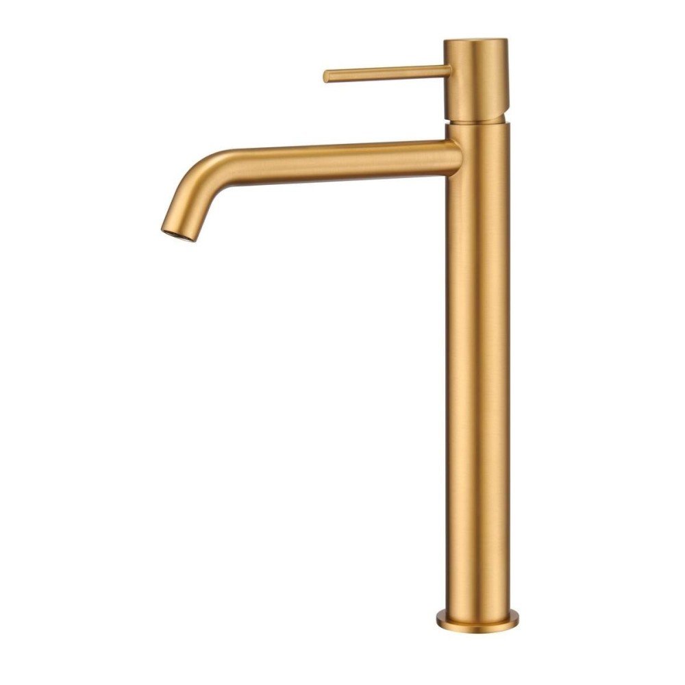Grifo caño alto de lavabo oro cepillado Monza IMEX| BDM039-3OC