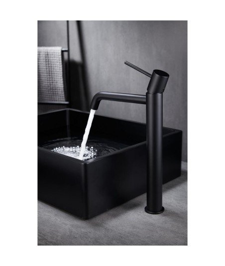 Grifo caño alto de lavabo negro mate Monza IMEX| BDM039-3NG