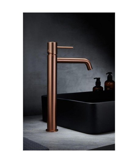 Grifo caño alto de lavabo oro rosa cepillado Monza IMEX| BDM039-3ORC