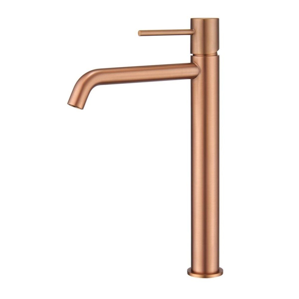 Grifo caño alto de lavabo oro rosa cepillado Monza IMEX| BDM039-3ORC