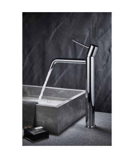 Grifo caño alto de lavabo plata Monza IMEX| BDM039-3