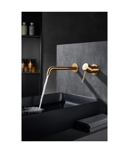 Grifo oro cepillado empotrado de lavabo Monza IMEX | Mamparas Blau