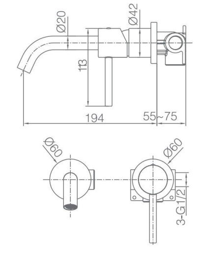 Grifo oro rosa cepillado empotrado de lavabo Monza IMEX | Mamparas Blau