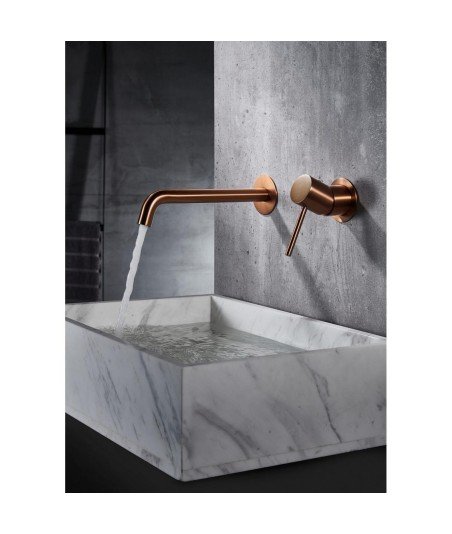 Grifo oro rosa cepillado empotrado de lavabo Monza IMEX | Mamparas Blau