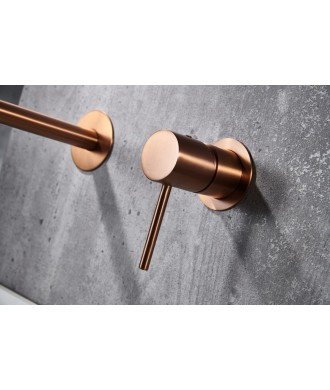 Grifo oro rosa cepillado empotrado de lavabo Monza IMEX | Mamparas Blau
