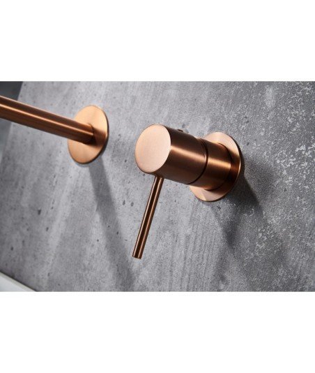Grifo oro rosa cepillado empotrado de lavabo Monza IMEX | Mamparas Blau
