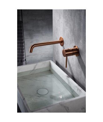 Grifo oro rosa cepillado empotrado de lavabo Monza IMEX | Mamparas Blau
