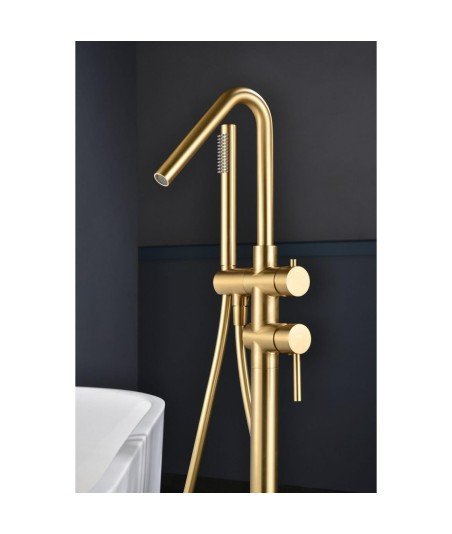 Grifo oro cepillado pie de bañera Córcega IMEX | BBECO1/OC