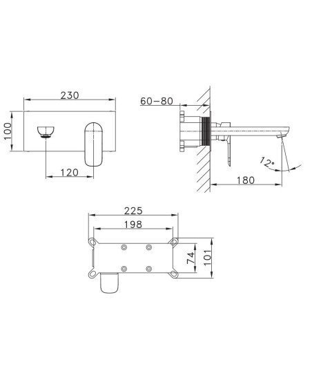 Grifo empotrado monomando de lavabo Cassio