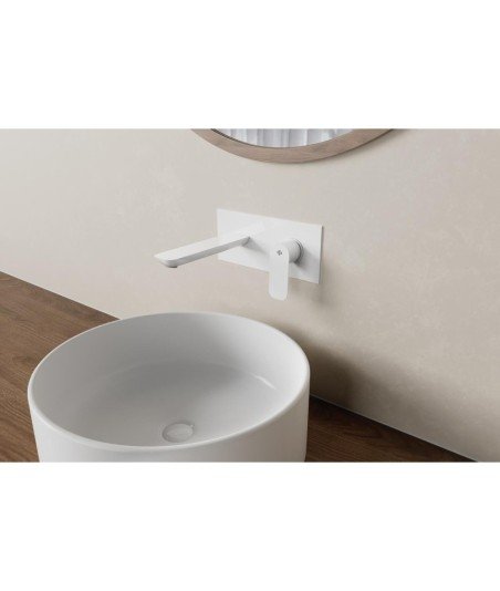 Grifo blanco mate empotrado monomando de lavabo Cassio