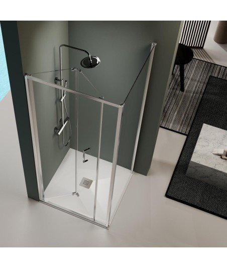 Mampara de baño rectangular plegable Prisma | Mamparas Blau