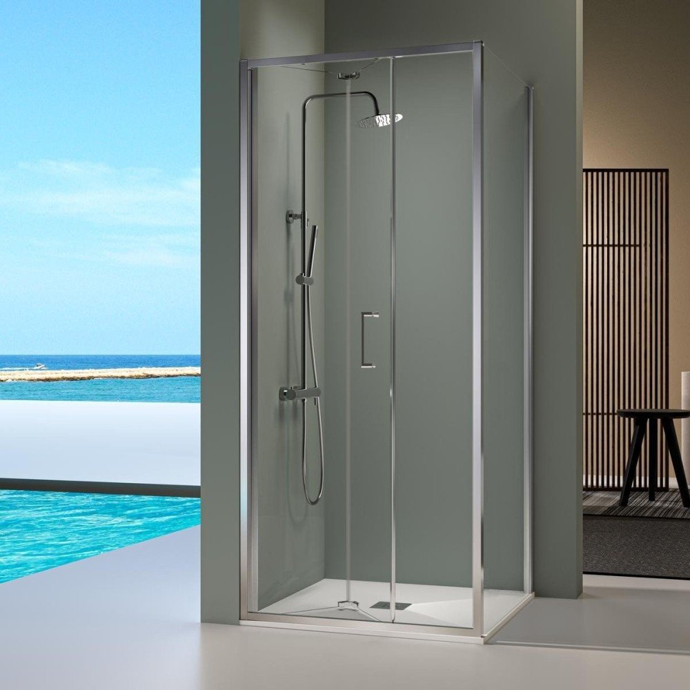 Mampara de baño rectangular plegable Prisma | Mamparas Blau