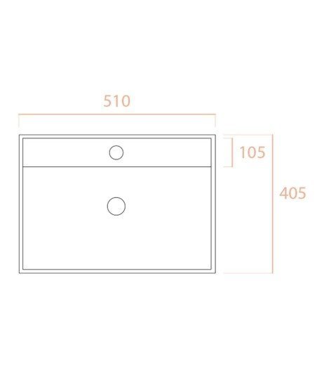 Lavabo cerámico cuadrado | de 51 x 41 encastrado
