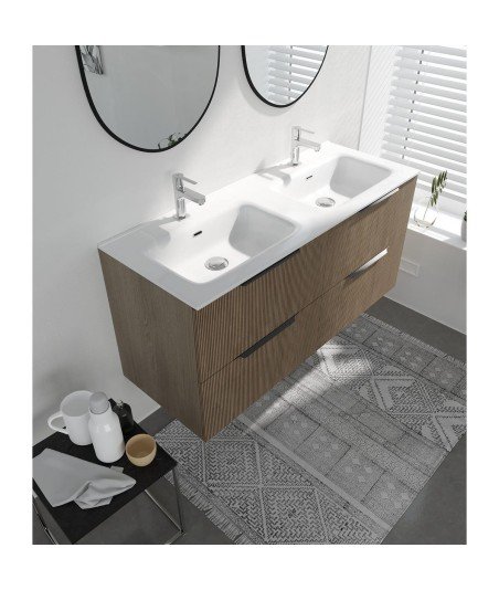Lavabo cerámico cuadrado extrafino 120 cm| Doble seno Round