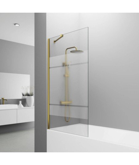 Mampara de bañera de una hoja fija de 8 mm ➤ Perfil en oro cepillado