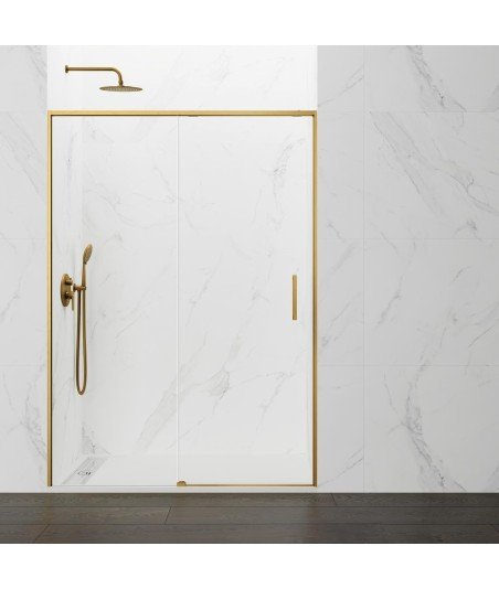 Mampara frontal fijo y corredera ➤ En oro cepillado Twenty Gold