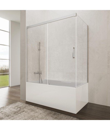 Mampara de bañera rectangular 2 fijos + 1 corredera ✅ Basic GME