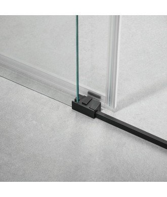 Mampara de bañera rectangular 2 fijos + 1 corredera ✅ En negro mate