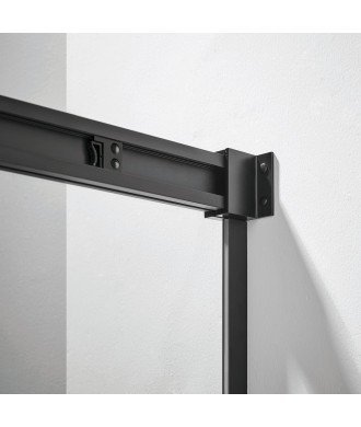 Mampara de bañera rectangular 2 fijos + 1 corredera ✅ En negro mate