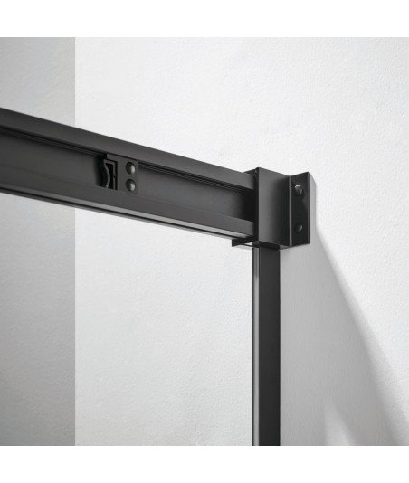 Mampara de bañera rectangular 3 fijos + 2 correderas ✅ En negro mate